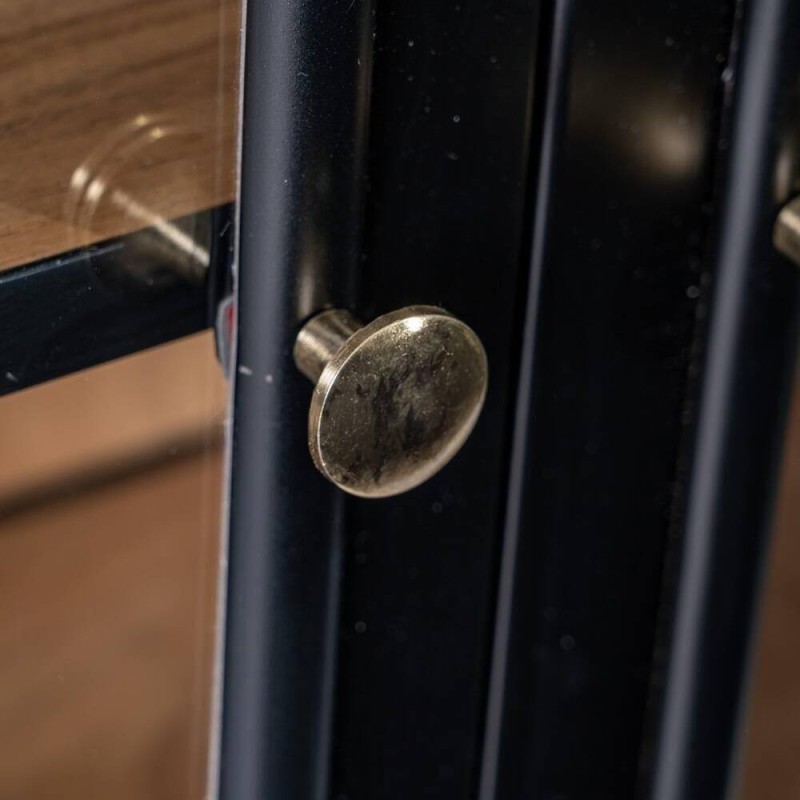 APARADOR NEGRO-NATURAL MADERA HIERRO 160x41x90cm