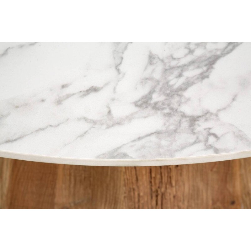 Mesa de centro redonda madera de pino reciclado y tapa cerámica 90x35.5cm