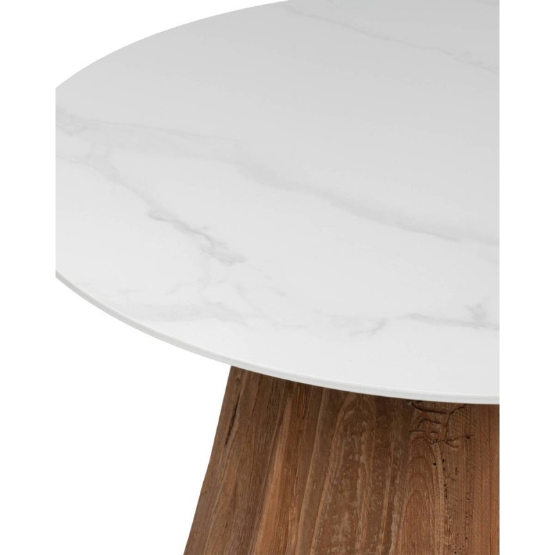 MESA DE CENTRO REDONDA MADERA DE PINO RECICLADO Y TAPA CERÁMICA 60x43.5cm