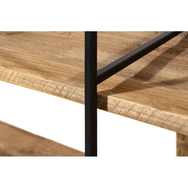 ESTANTERÍA HIERRO NEGRO ESTANTES MADERA DE PINO RECICLADO 180.5x35x190cm