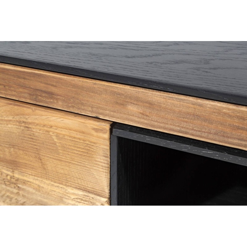 Mueble tv estructura negra frentes madera de pino reciclado 210x48x45cm