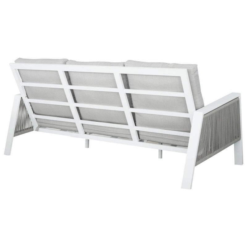 Sofá aluminio blanco textil gris claro 194x93x85cm