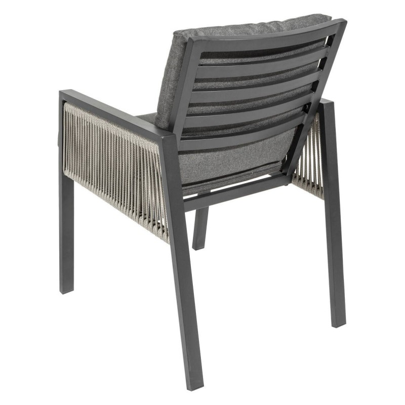 Silla aluminio antracita tejido gris oscuro cuerdas 55.5x69x84.5cm