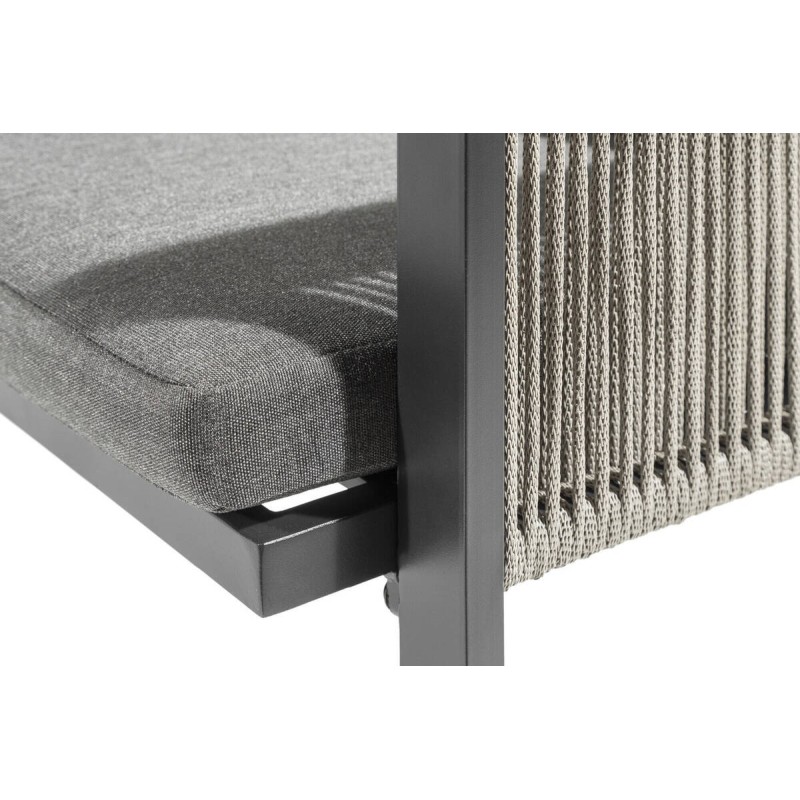 Silla aluminio antracita tejido gris oscuro cuerdas 55.5x69x84.5cm
