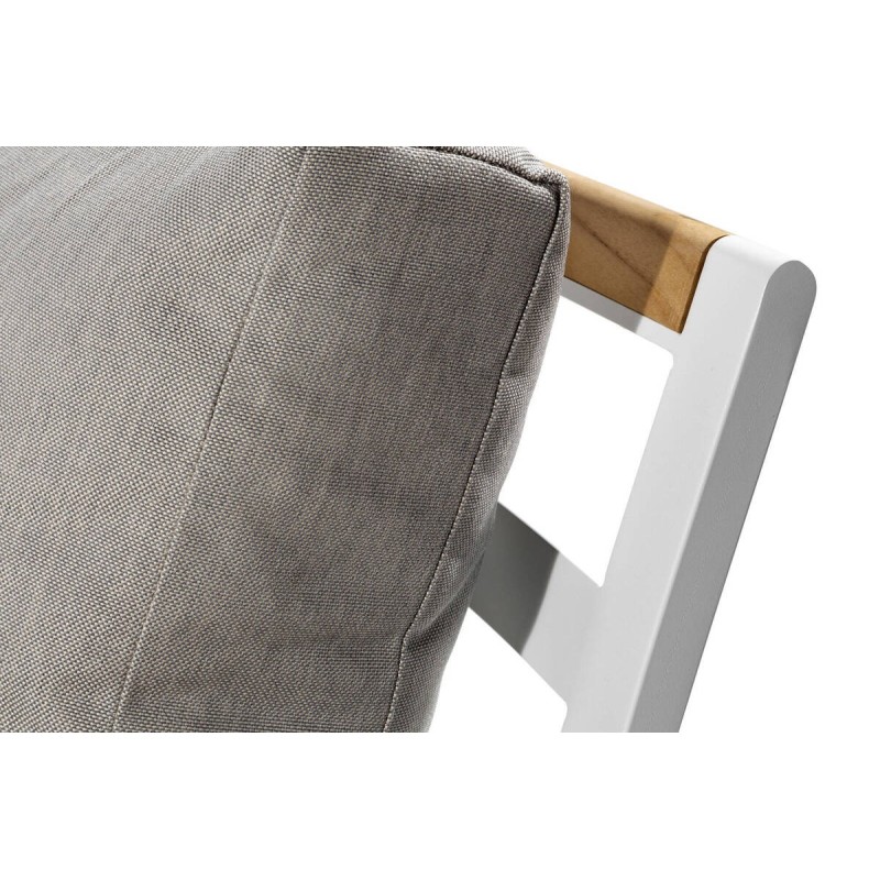 Sofá 3 plazas exterior aluminio blanco y madera de teca soraya 193x83x88cm