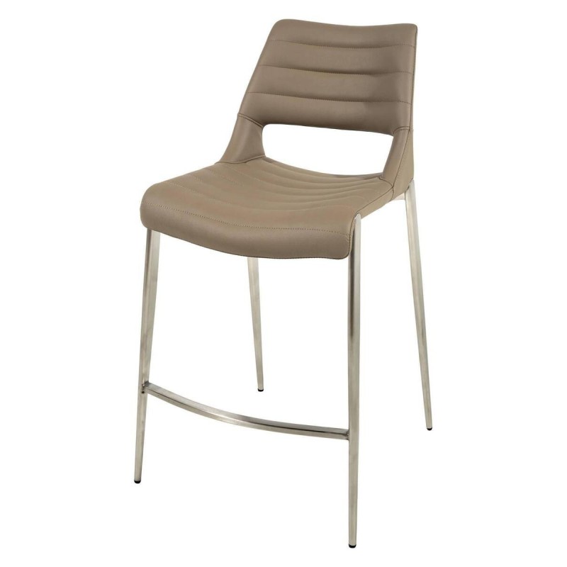 TABURETE ALTURA 65cm POLIPIEL CAMEL - ACERO CEPILLADO (56x51x99cm)