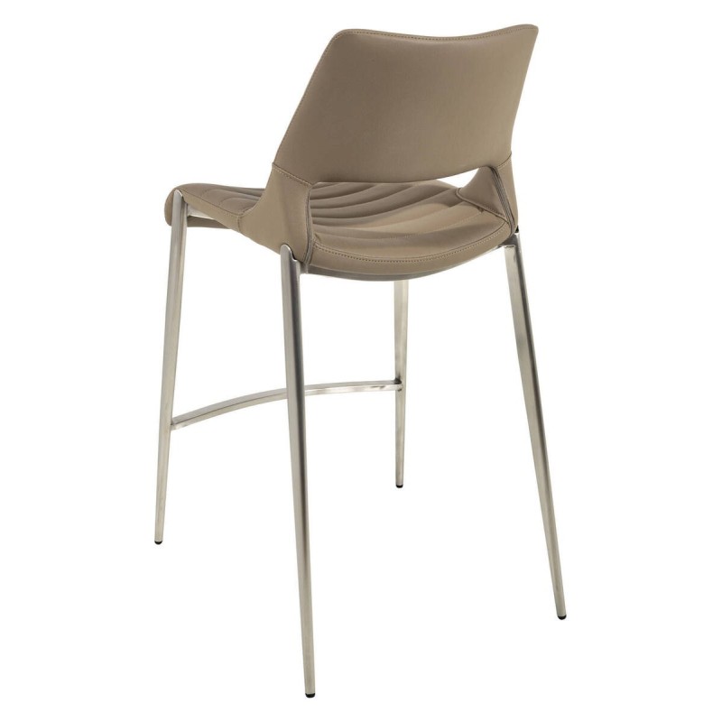 TABURETE ALTURA 65cm POLIPIEL CAMEL - ACERO CEPILLADO (56x51x99cm)