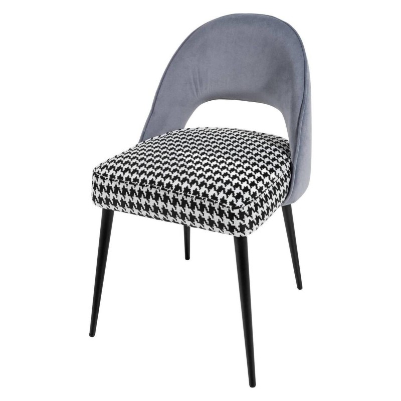 Silla asiento pata de gallo y respaldo azul 56x50x81cm