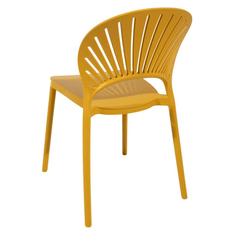 Silla Abana de polipropileno mostaza con respaldo calado 46x52x85 cm