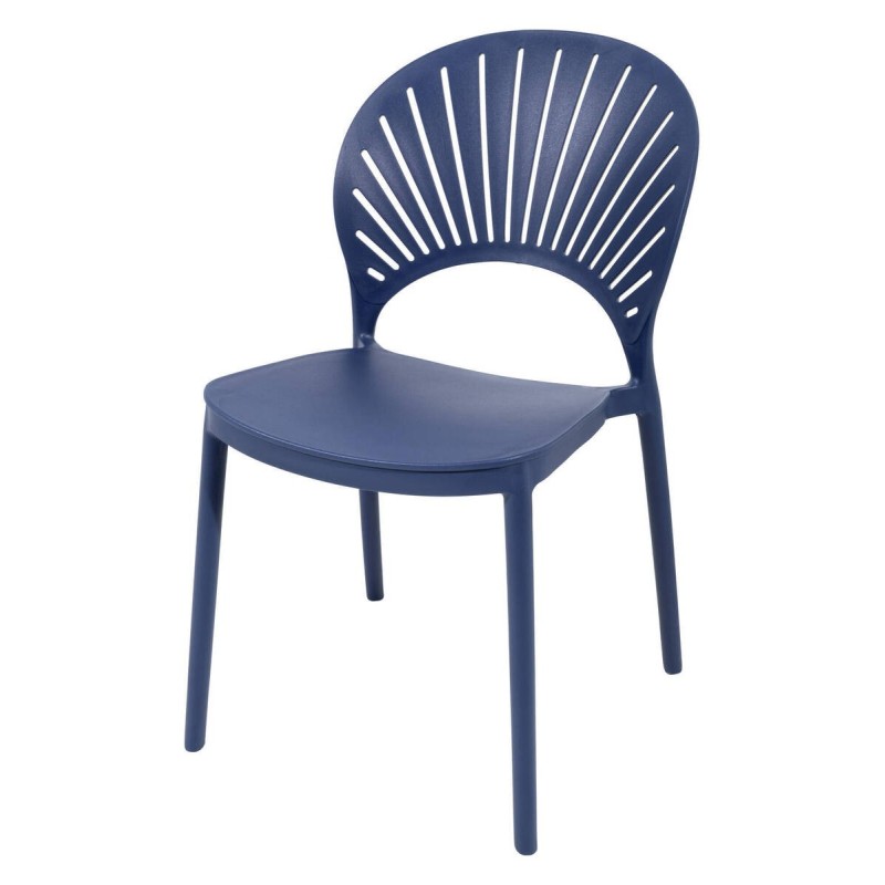 Silla Abana de polipropileno azul con respaldo calado 46x52x85 cm