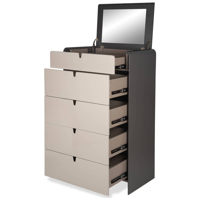 Cómoda axis moderna lacado mate gris oscuro y gris claro 70x43x119cm