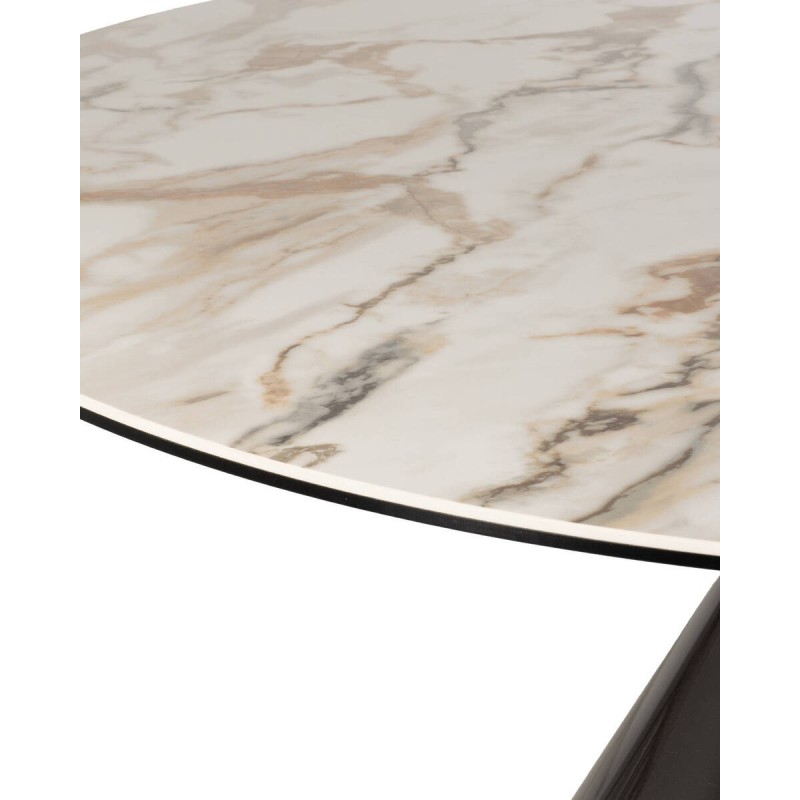 Mesa de comedor redonda nova con tapa de cerámica y base cónica gris 135x76cm