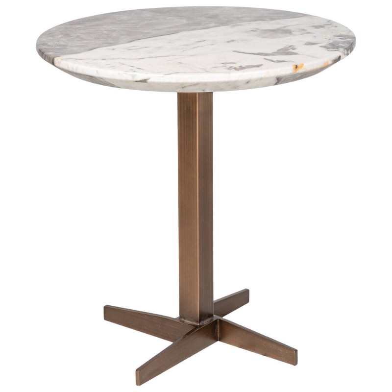 Mesa de rincón pie metal bronce cepillado 48x48x50cm