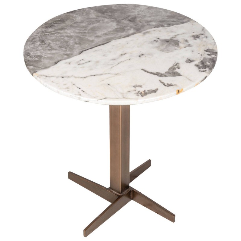 Mesa de rincón pie metal bronce cepillado 48x48x50cm