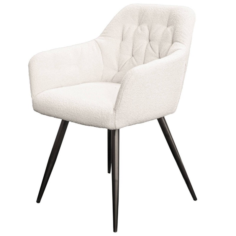 Silla de comedor de borreguito y patas de hierro negro 55x62x82cm