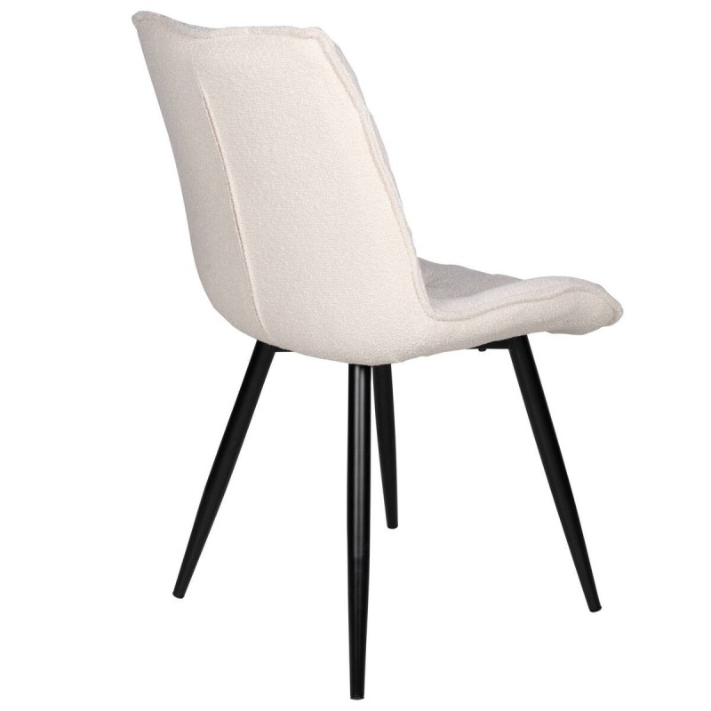 SILLA DE BORREGUILLO COLOR CREMA Y PATAS DE METAL NEGRO 52x60x89cm