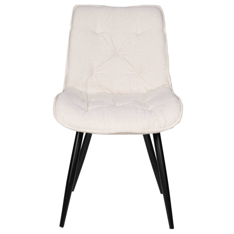 SILLA DE BORREGUILLO COLOR CREMA Y PATAS DE METAL NEGRO 52x60x89cm