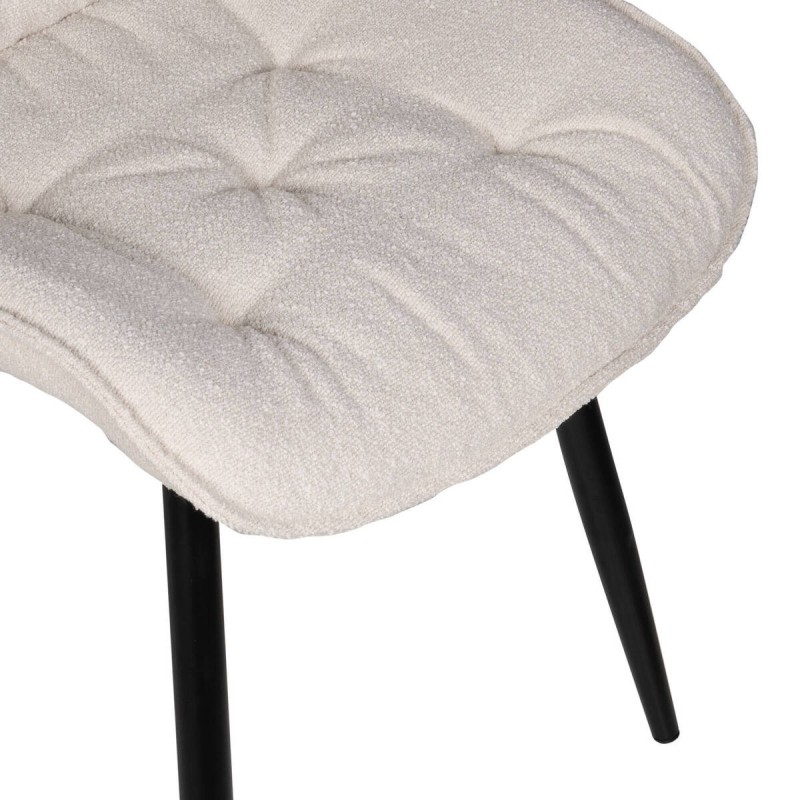 SILLA DE BORREGUILLO COLOR CREMA Y PATAS DE METAL NEGRO 52x60x89cm