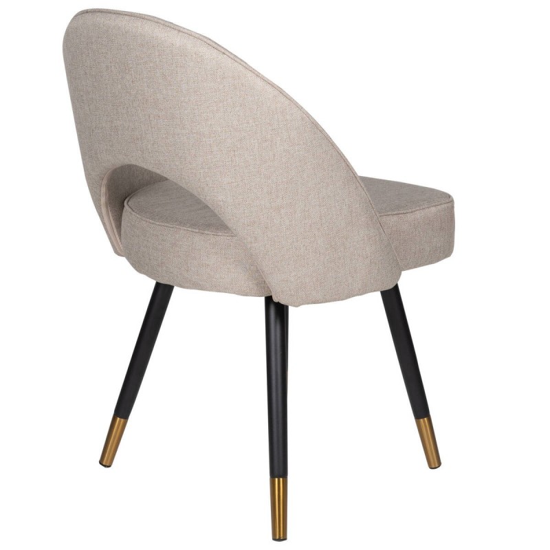 Silla de textil beige oscuro y patas de hierro negro con detalle dorado 52x58x81cm