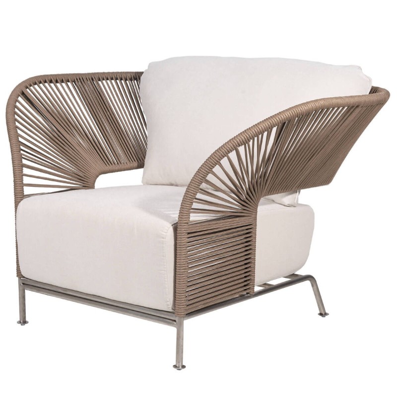 SILLÓN EXTERIOR CUERDA TRENZADA 119x90x72cm