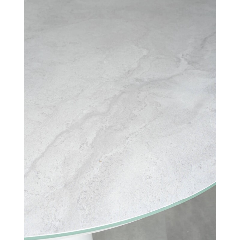 Mesa de comedor de terraza Eclipse ovalada con tapa de cristal cerámico