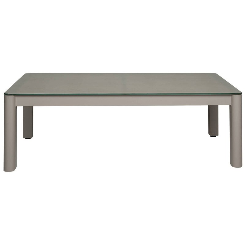 Mesa de centro de aluminio champán con tapa de cristal 120x75x41cm