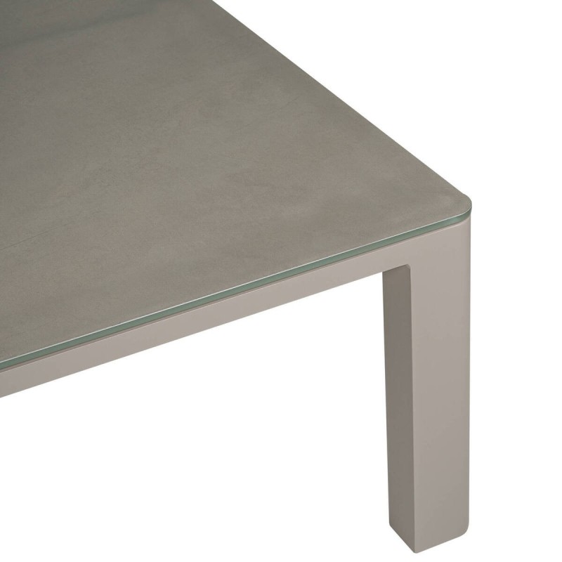 MESA DE CENTRO DE ALUMINIO CHAMPÁN CON TAPA DE CERÁMICA 120x75x41cm