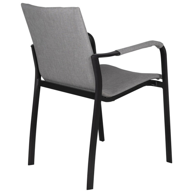 SILLA LUCCA DE ALUMINIO NEGRO Y TEXTIL GRIS 57x62x86cm