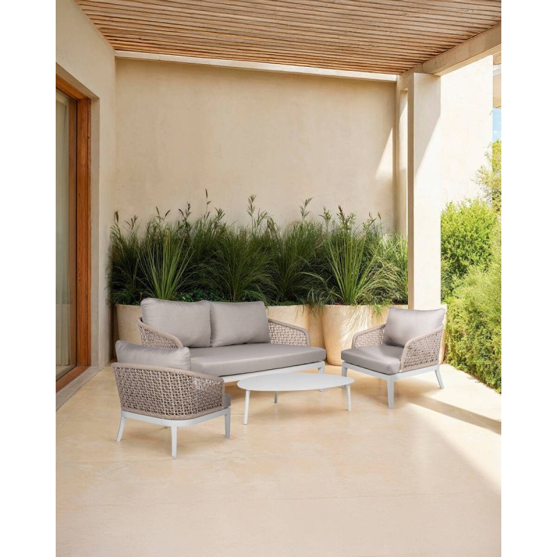 Mesa de centro grande de aluminio color blanco 109x76x30cm