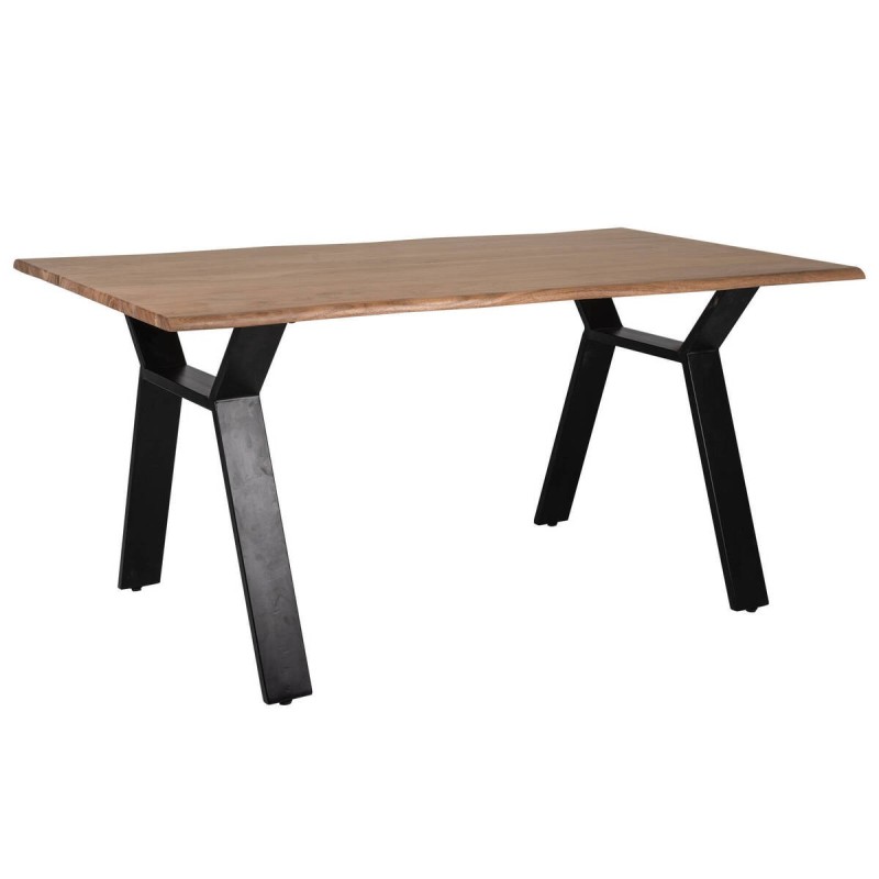 MESA DE COMEDOR DE ACACIA Y BASE DE METAL NEGRO 160x90x76cm