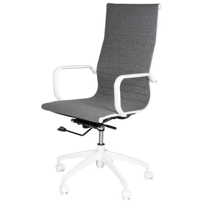 Silla de oficina metal blanco y textil gris 57x63x88cm