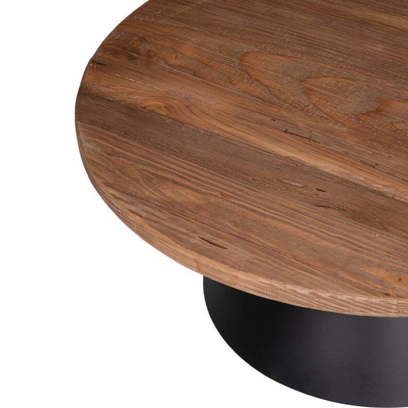 Mesa de centro de pino con base forma cono 80x80x35cm