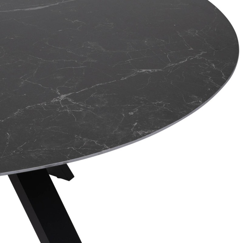 Mesa de comedor base aluminio negro y tapa de cerámica negra 160x75cm