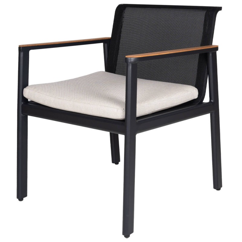 SILLA DE ALUMINIO Y BRAZOS DE TECA 62x63x78cm