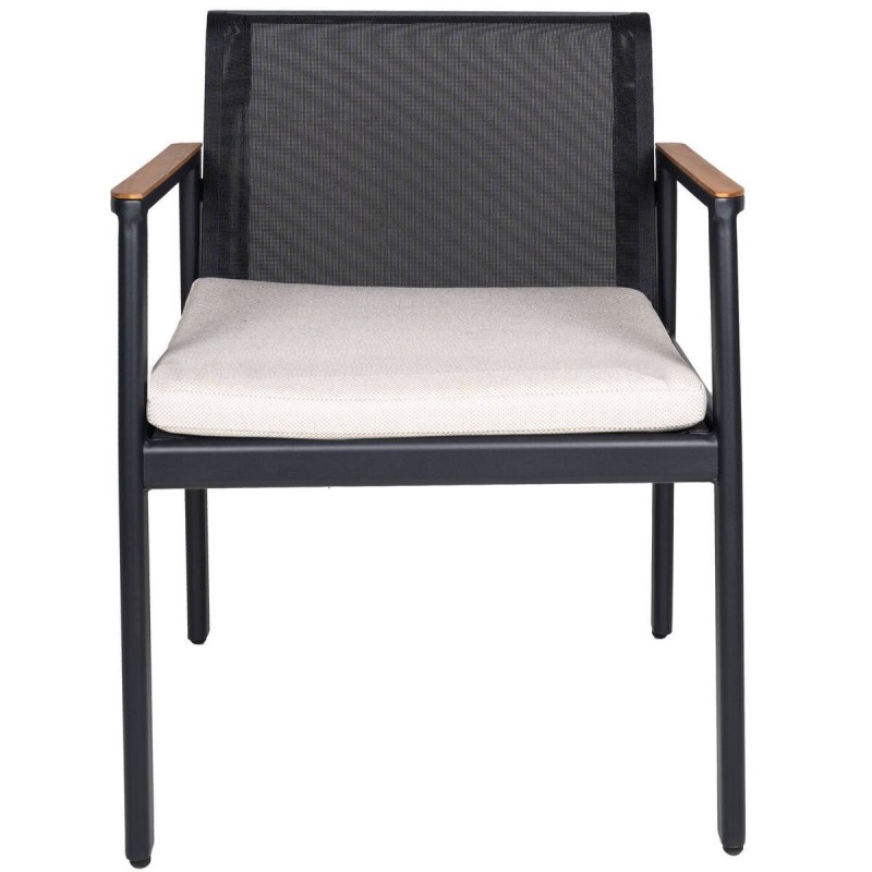 SILLA DE ALUMINIO Y BRAZOS DE TECA 62x63x78cm