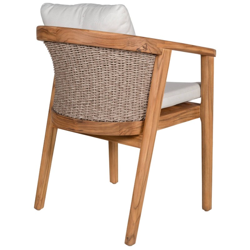 Silla de madera maciza de teca y ratán sintético 61x61x77cm