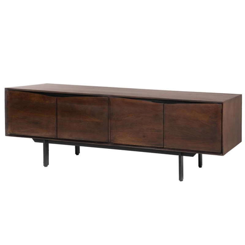 Mesa tv madera wengué con patas de hierro 180x45x62cm