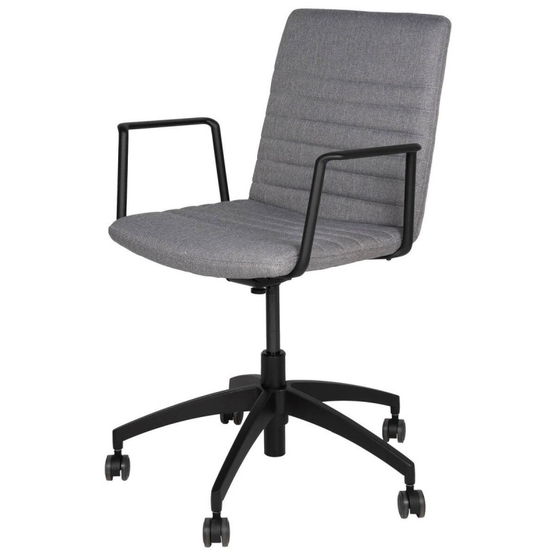 Silla de oficina de aluminio negro y textil gris 60x56x92cm