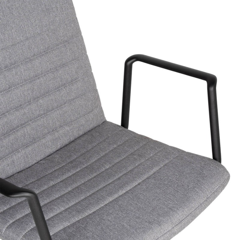 Silla de oficina de aluminio negro y textil gris 60x56x92cm