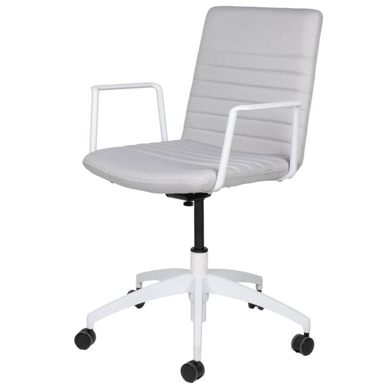 Silla de oficina de aluminio blanco y textil gris claro 60x56x92cm