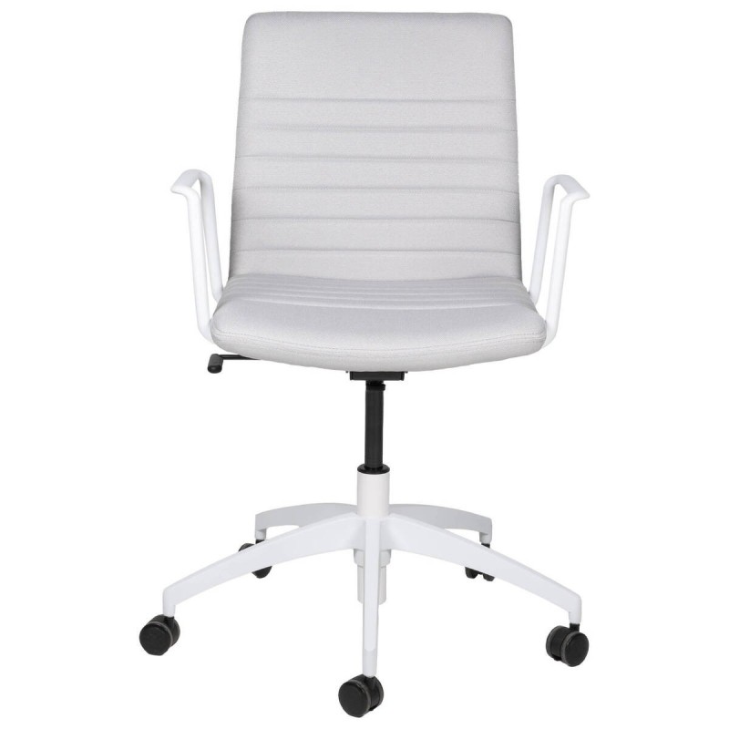 SILLA DE OFICINA DE ALUMINIO BLANCO Y TEXTIL GRIS CLARO 60x56x92cm