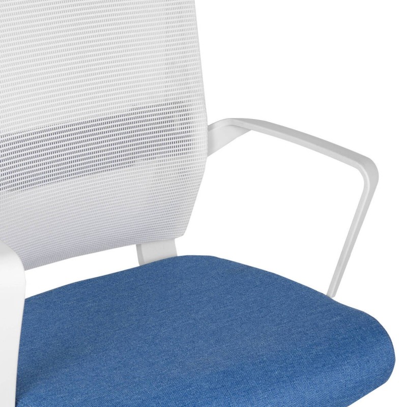 Silla de oficina ergonómica nylon blanco asiento azul 59x55x125cm