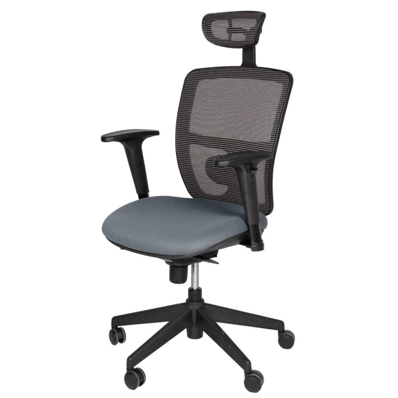 Silla oficina ergonómica nylon negro asiento gris 61x57x123cm