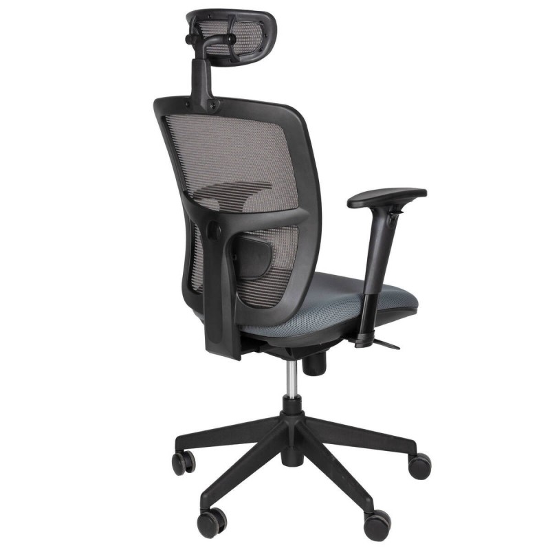 Silla oficina ergonómica nylon negro asiento gris 61x57x123cm