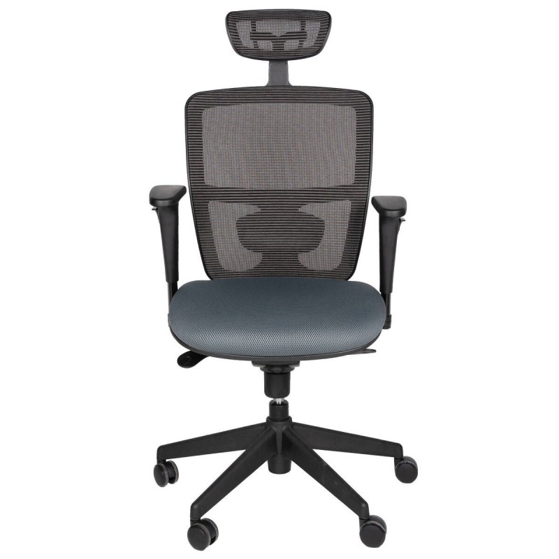 SILLA OFICINA ERGONÓMICA NYLON NEGRO ASIENTO GRIS 61x57x123cm