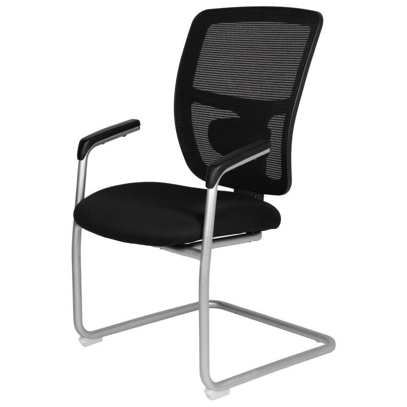 Silla confidente textil negro y aluminio gris 57x63x96cm