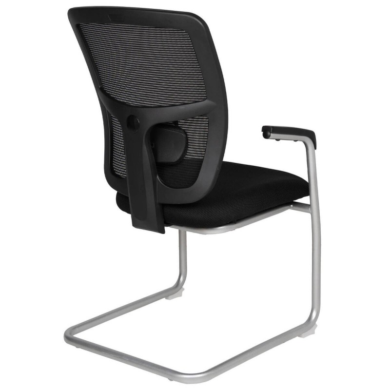 Silla confidente textil negro y aluminio gris 57x63x96cm