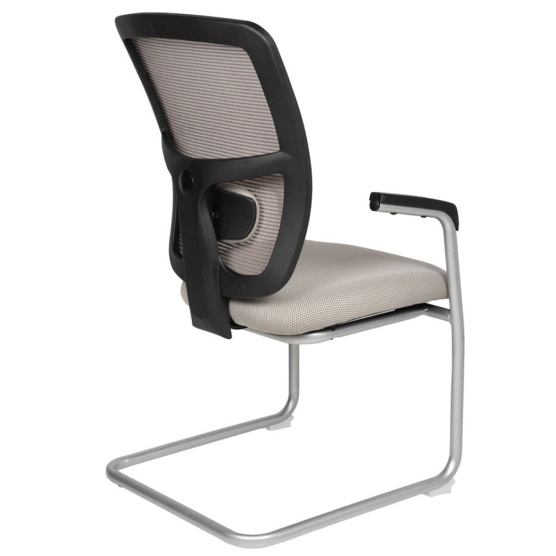 Silla confidente textil gris y aluminio 57x63x96cm