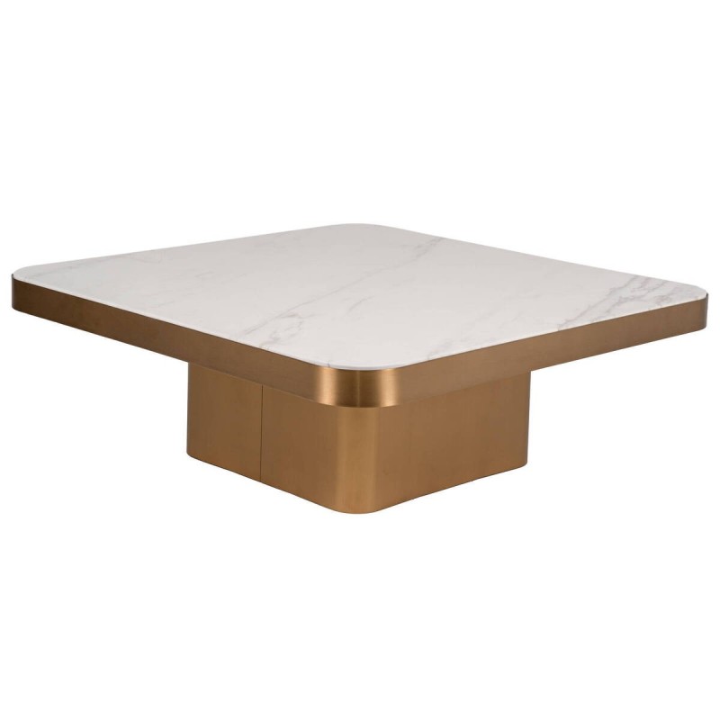 Mesa de centro Atlas cuadrada de mármol blanco y latón cepillado