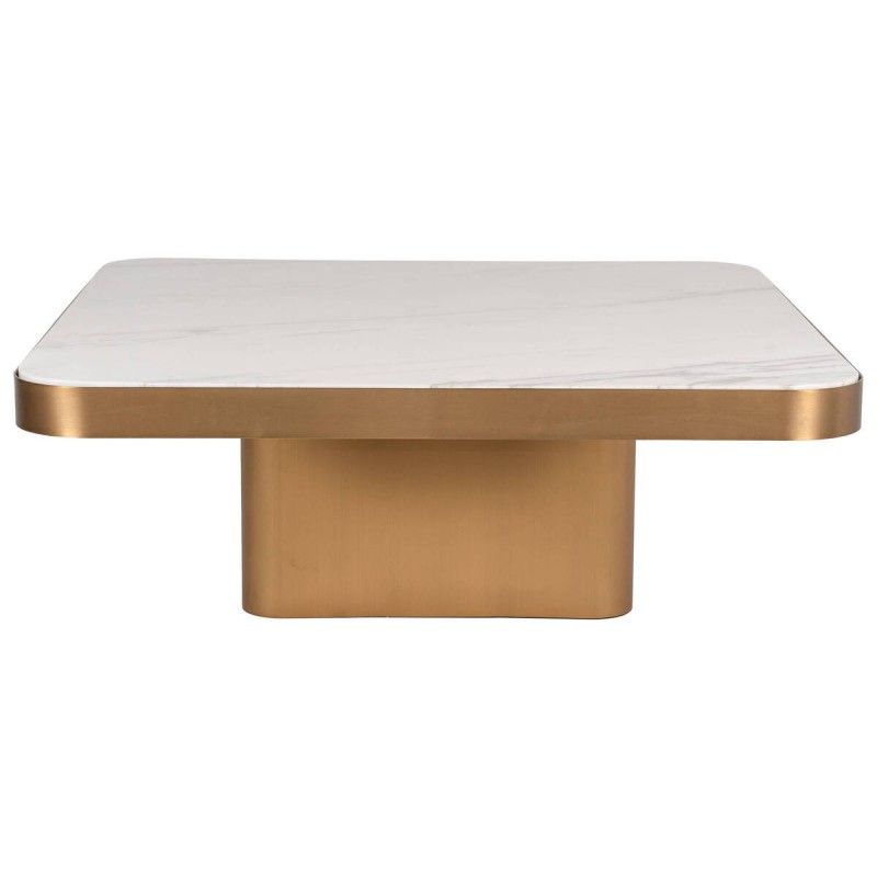Mesa de centro Atlas cuadrada de mármol blanco y latón cepillado